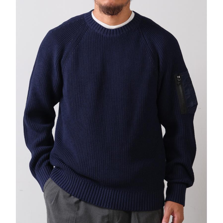 【junhashimoto｜ジュンハシモト】アーミーニット ARMY KNIT ネイビー ブラック コットン ナイロン ミリタリー 上品 快適 メンズ カジュアル 冬【1092620002】 |  | 05