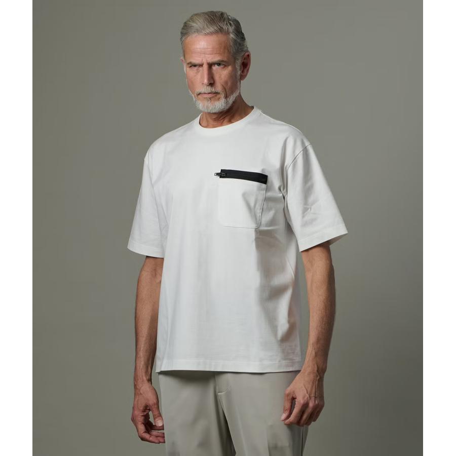 【junhashimoto｜ジュンハシモト】ジップポケットティー ZIP POCKET TEE ホワイト エメラルドグリーン ネイビー ブラック コットン 快適【1102620004】 | 