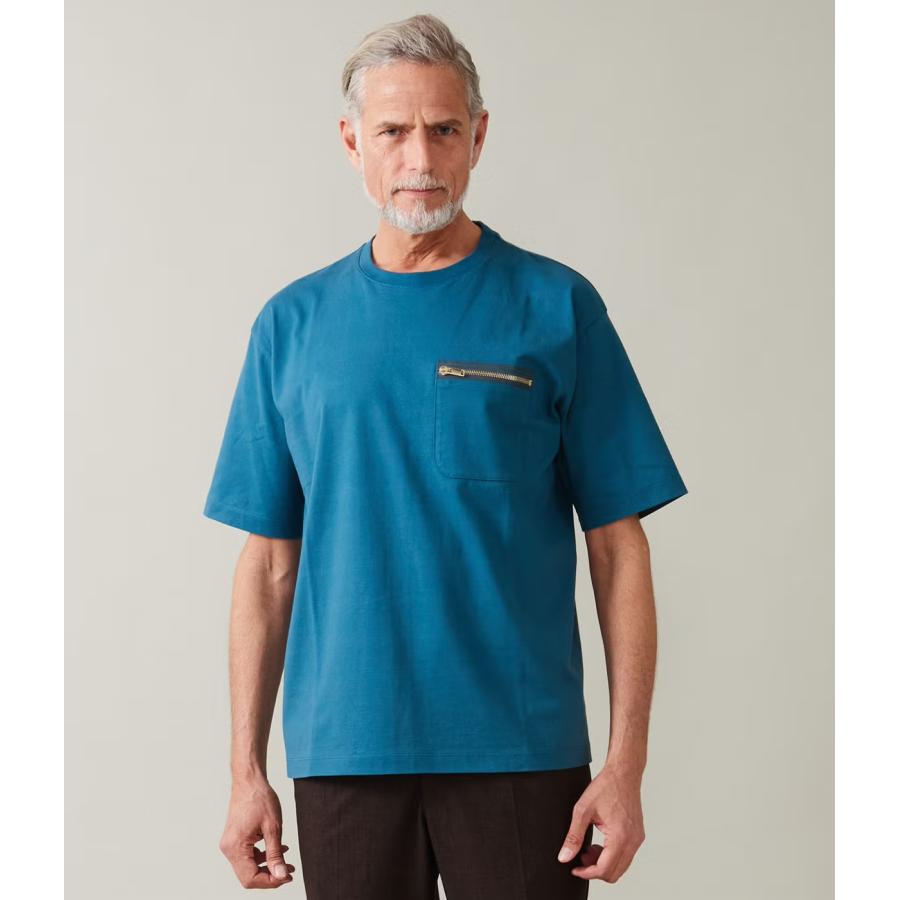 【junhashimoto｜ジュンハシモト】ジップポケットティー ZIP POCKET TEE ホワイト エメラルドグリーン ネイビー ブラック コットン 快適【1102620004】 |  | 01