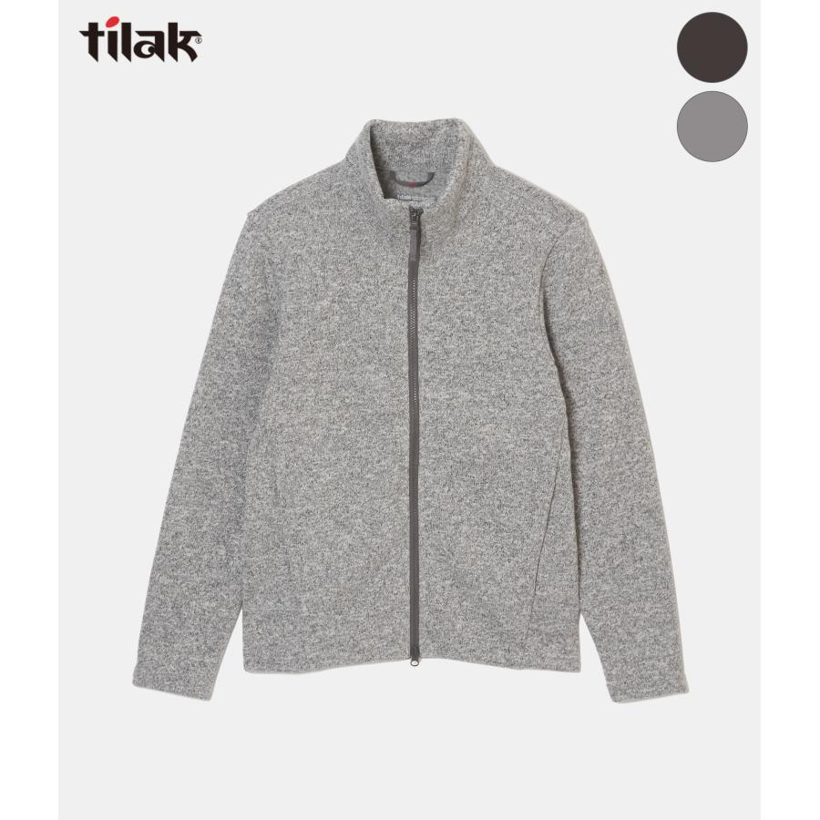 【tilak｜ティラック】モンクジップセーター Monk Zip Sweater ライトグレーメランジ アッシュグレー ポリエステル 断熱保温 軽量 アウトドア【42363】 | 
