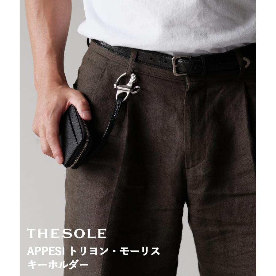 【THE SOLE｜ザソール】アッページ APPESI トリヨン・モーリス キーホルダー ブラック 牛革 レザー 本革 ステンレス 耐久性 30代 40代 高級感【Appesi-TM】 | 