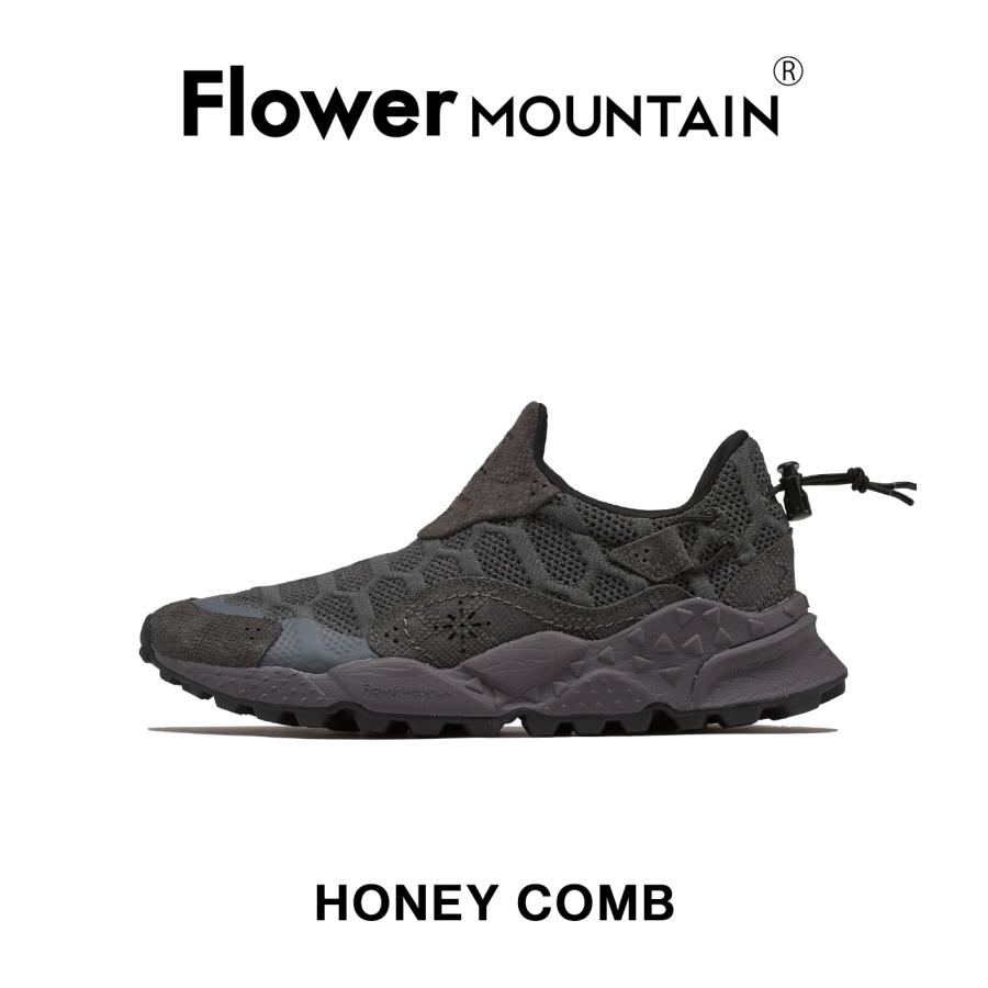 【Flower MOUNTAIN｜フラワーマウンテン】ハニカム HONEY COMB グレー ピッグスエード 快適 伸縮性 通気性 メンズ アウトドア スニーカー 靴【FM31077】 | 