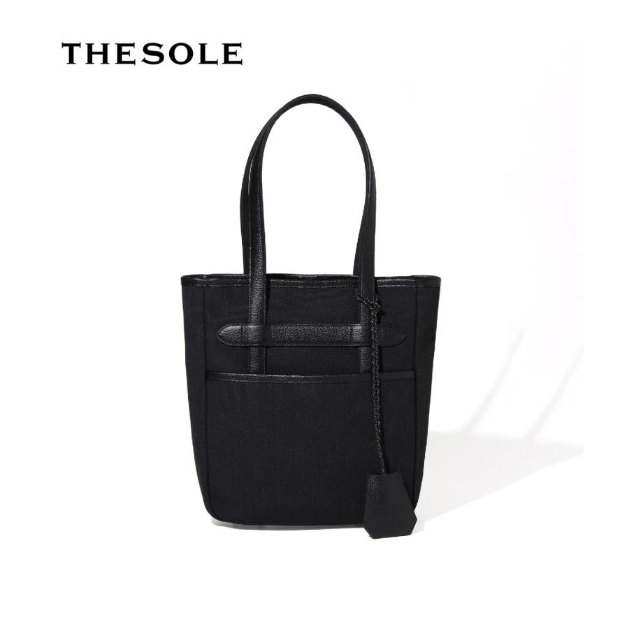 【THE SOLE｜ザソール】LIAM トートバッグ 撥水キャンバス 防水レザー使用 ミドルサイズ A4収納可 オンオフ兼用 ギフト プレゼント 鞄 ブラック 黒 本革【LIAM】 | 