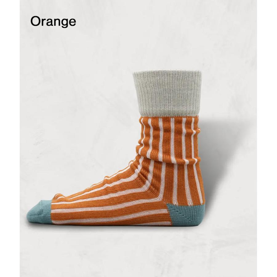 【SHOWATABE｜ショウワタベ】コットンニードルアウトソックスストライプス Cotton Needle-Out Socks | Stripes ライム ピンク オレンジ ブラウン 靴下【sw-36】 |  | 03