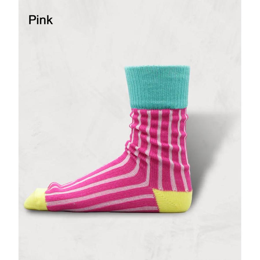 【SHOWATABE｜ショウワタベ】コットンニードルアウトソックスストライプス Cotton Needle-Out Socks | Stripes ライム ピンク オレンジ ブラウン 靴下【sw-36】 |  | 04