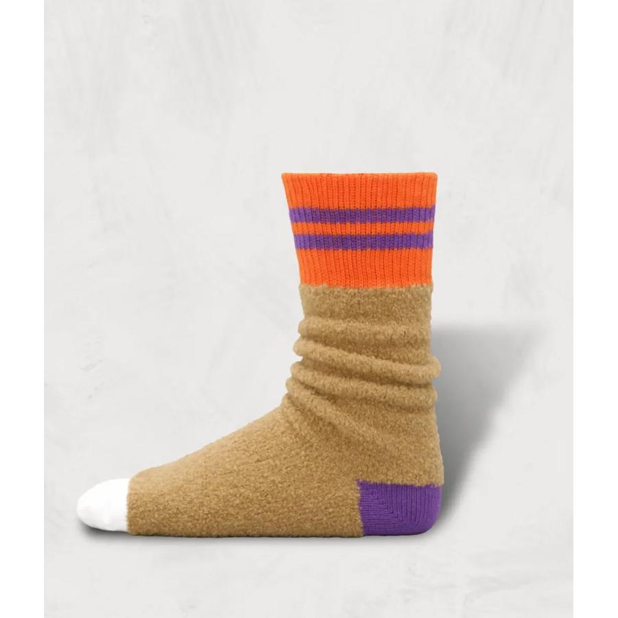 【SHOWATABE｜ショウワタベ】Alpaca Boucle Socks | Stripes　ソックス　靴下　エクリュ　モカ　ダークブラウン　ネイビー【sw20】 |  | 03