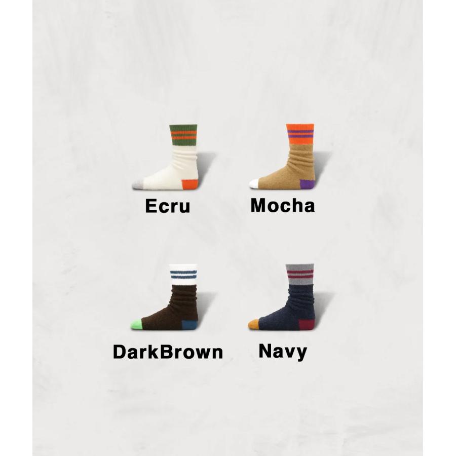 【SHOWATABE｜ショウワタベ】Alpaca Boucle Socks | Stripes　ソックス　靴下　エクリュ　モカ　ダークブラウン　ネイビー【sw20】 |  | 05