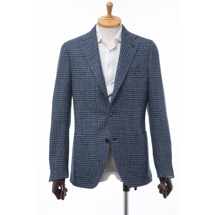 ラルディーニ LARDINI ジャケット シングル サイドベンツ ノッチドラペル グレンチェック メンズ IL0557AE 49561 ブルー