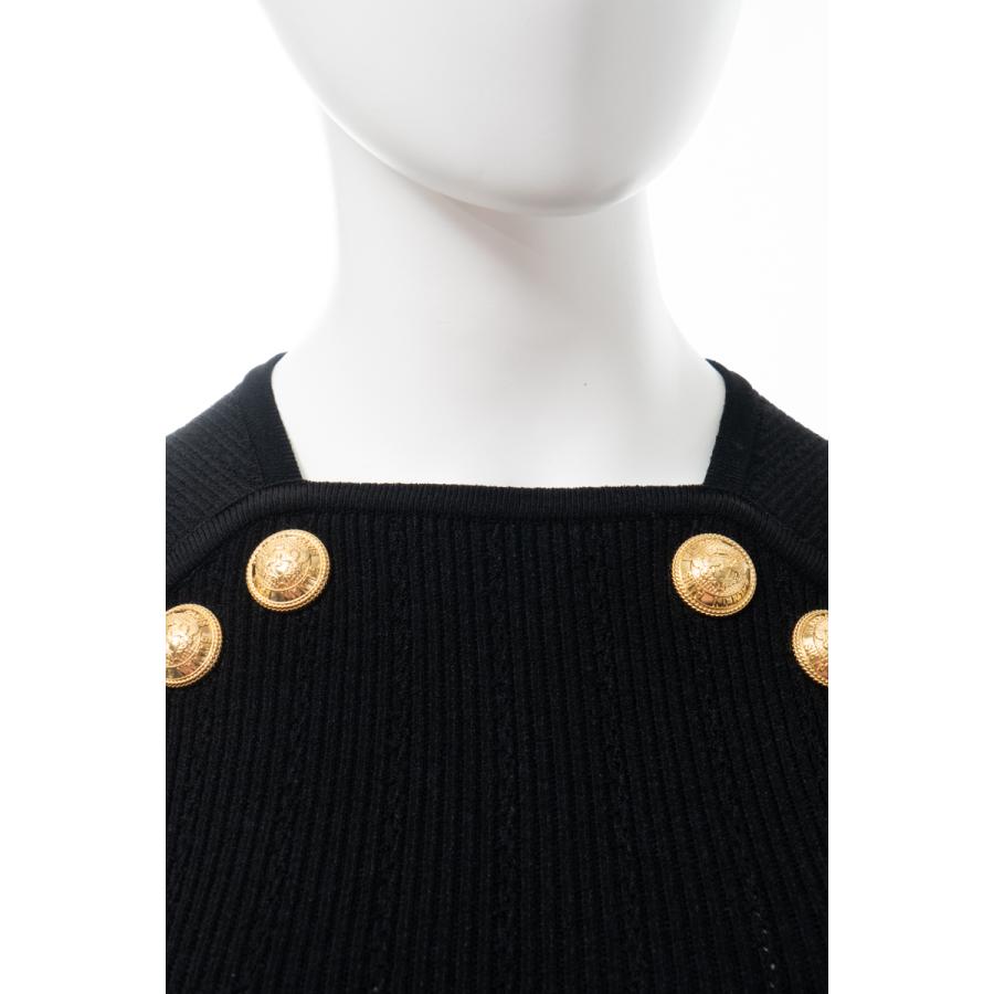 【アウトレット品】 バルマン トップ ノースリーブ ニットトップスス レディース WF1AL000 K211 ブラック BALMAIN 2021年秋冬新作 【RIZ1269761333】(46200円)