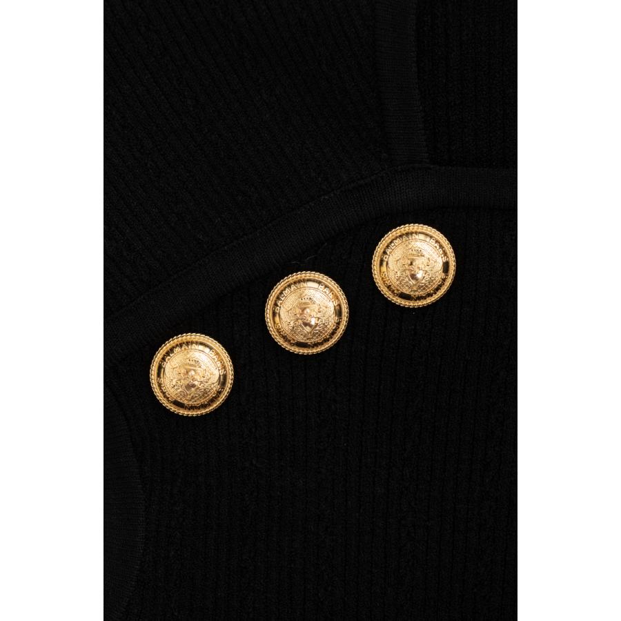 【アウトレット品】 バルマン トップ ノースリーブ ニットトップスス レディース WF1AL000 K211 ブラック BALMAIN 2021年秋冬新作 【RIZ1269761333】(46200円)