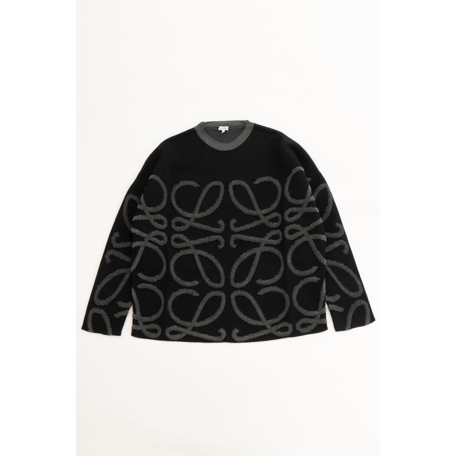 中古品 ロエベ セーター ニット 丸首 クルーネック H526Y14KAS ストライプセーター リラックスフィット メンズ H526Y14KAS ブラック Loewe 2022年春夏新作 【OCQ1543060776】(56144円)