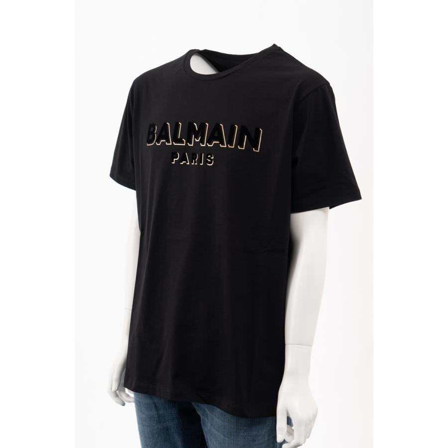 バルマン Tシャツ 半袖 丸首 クルーネック AH1EG010BB99 メンズ AH1EG010 BB99 ブラック×ゴールド BALMAIN 2023年春夏新作 - 0