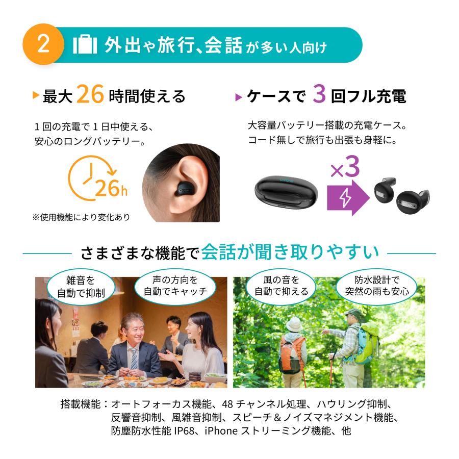 Vibe（ヴィーブ） Vibe Go ヴィーブゴー 補聴器 両耳セット 充電式