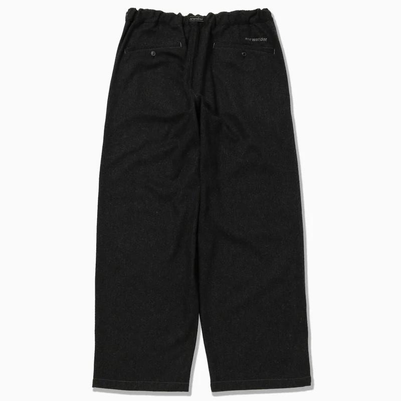 10%OFFセール アンドワンダー and wander REWOOL tweed wide pants d.gray 5745282099 SALE |  | 01
