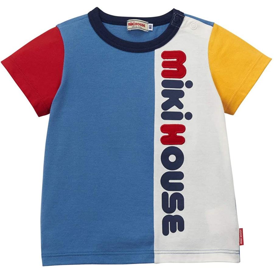 有名なブランド 半袖 子供服 キッズ ベビー 女の子 男の子 Tシャツ ミキハウス ロゴ ストームブルー 90cm ベビー服 シューズ