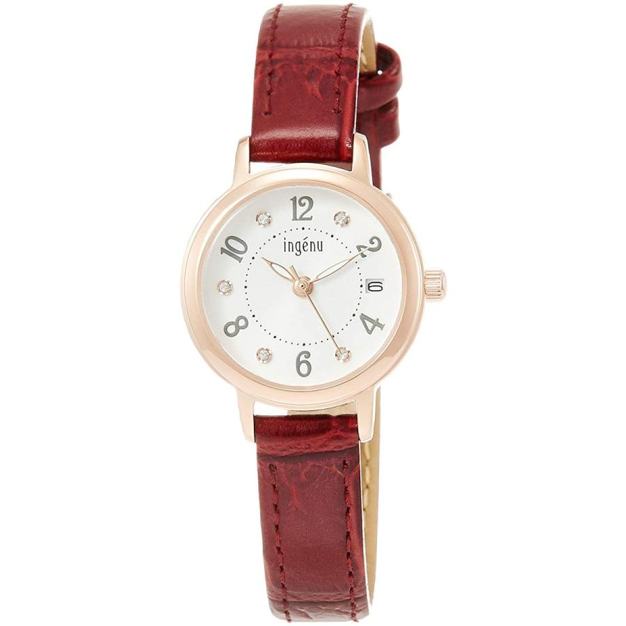 珍しい [セイコーウォッチ] 腕時計 アンジェーヌ スワロフスキー 白文字盤 カーブ無機ガラス AHJK446 レディース ブラウン 腕時計