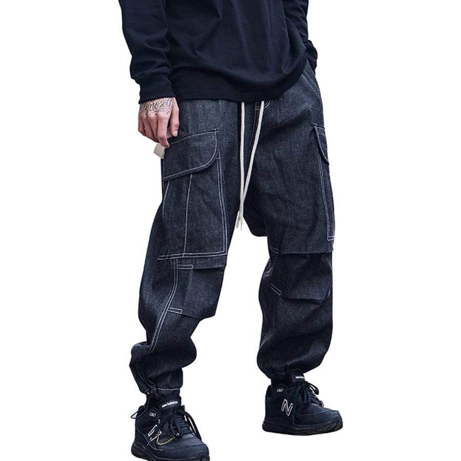 メンズファッション ラッピング対象外 Cityoung シティヤング デニム カーゴパンツ ロングパンツ メンズ 九分丈 大きいサイズ ゆったり オーバーサイズ ウエストゴム デニムパンツ Mbly39gcxk Www Lajames Edu