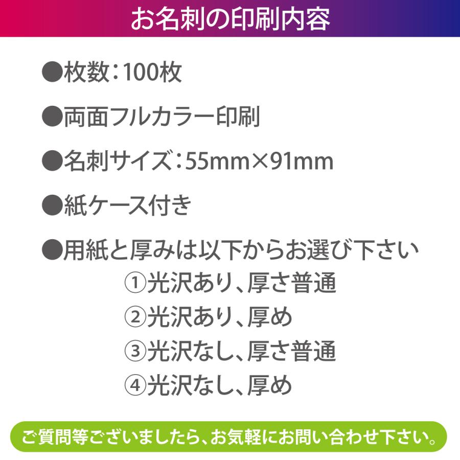 名刺 名刺作成 名刺印刷 格安 100枚 両面フルカラー ケース付 No.0061