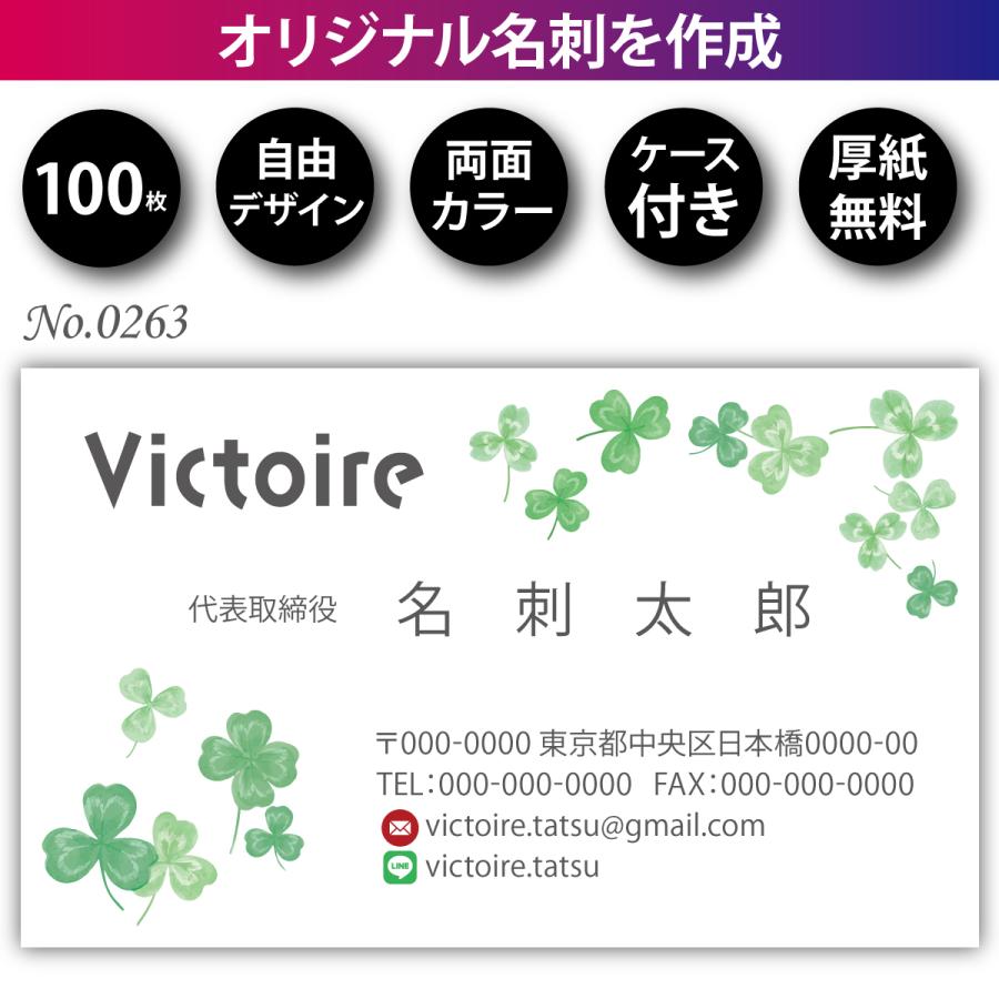 名刺 名刺作成 名刺印刷 格安 100枚 両面フルカラー ケース付 No.0263