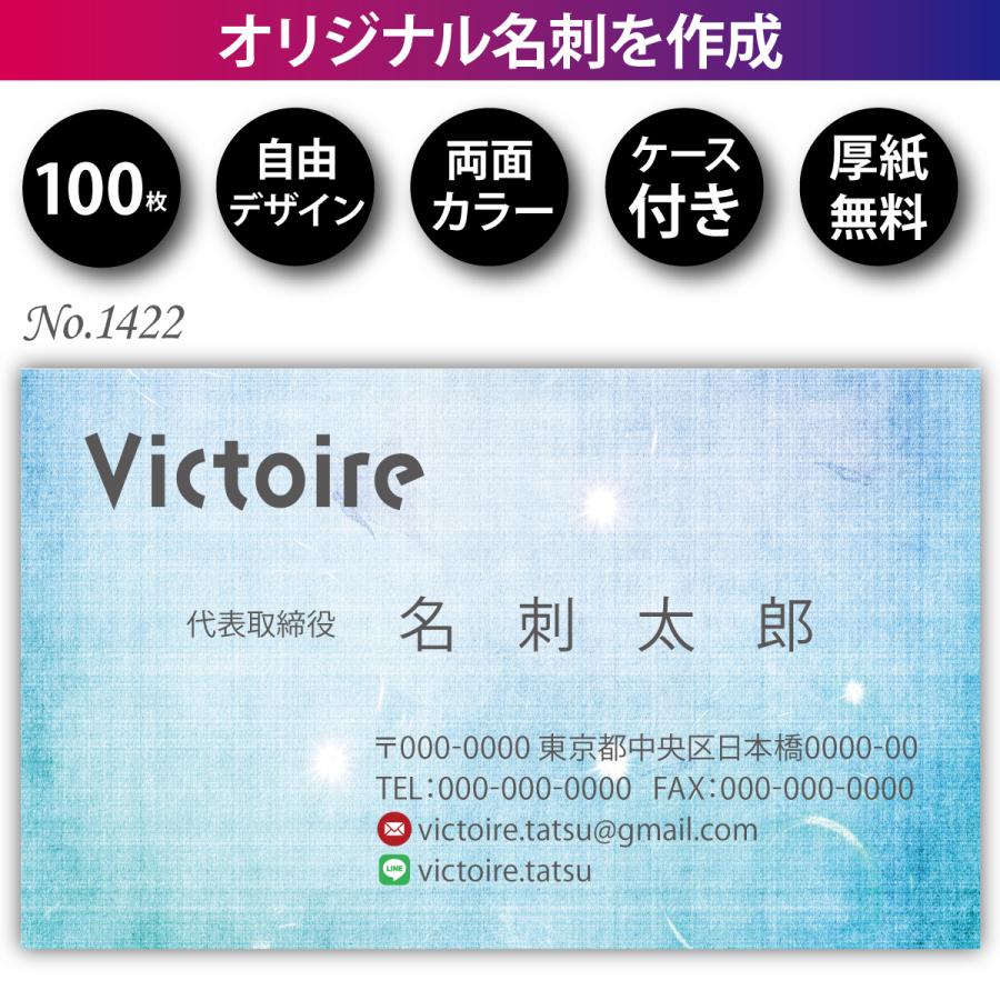 名刺 ２枚セット 名刺 名刺作成 名刺印刷 格安 100枚 両面フルカラー ケース付 No.1422