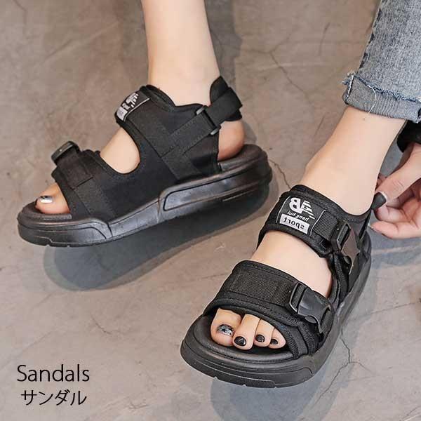 冬バーゲン スポーツ サンダル レディース サンダル 厚底 スポサン プラットフォーム サンダル 痛くないサンダル 黒 ブラック 大人