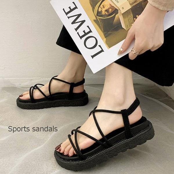 最高品質の アーリーサマーセール サンダル レディース 厚底 レースアップ厚底サンダル フラットサンダル スポーツサンダル スポサン リカバリーサンダル 痛くない Aynaelda Com