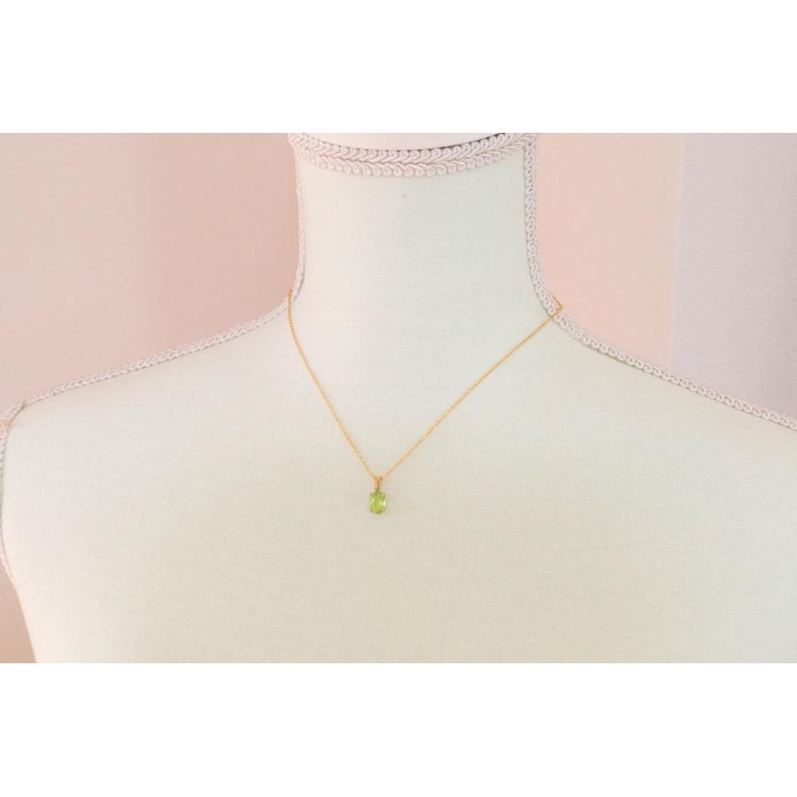 14KGF 天然ペリドット カボション 8×6mm ネックレス ペンダント