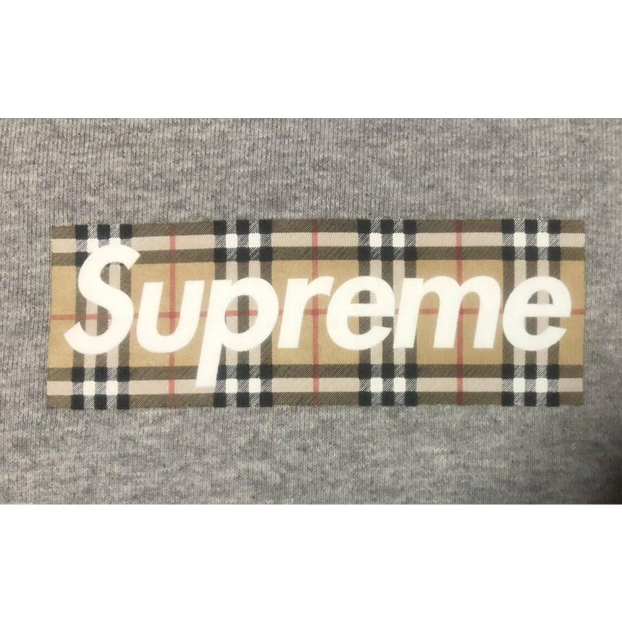 Supreme Burberry Box Logo Hooded Sweatshirt Heather Grey Supreme Burberry Box Logo Hooded Sweatshirt Heather Grey