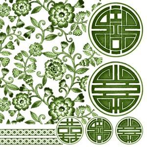 ポーセラーツ 転写紙 柄 CHINOISERIE(シノワズリ) グリーン : VICTORIA