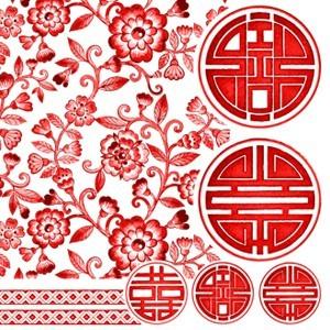 ポーセラーツ 転写紙 柄 CHINOISERIE(シノワズリ) レッド : VICTORIA