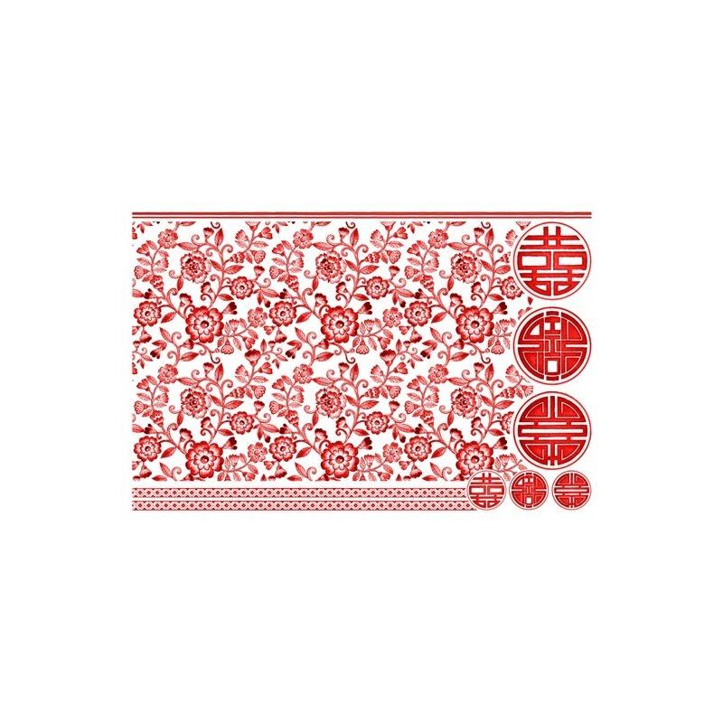 ポーセラーツ 転写紙 柄 CHINOISERIE(シノワズリ) レッド