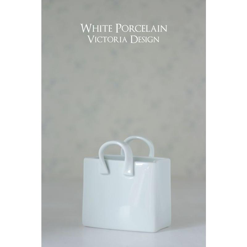 ポーセラーツ 白磁 インテリア ショッピングバッグ (M) 北欧風