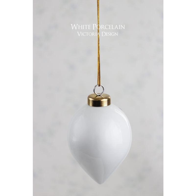 ポーセラーツ 白磁 ワンポイント オーナメント (ティアドロップII