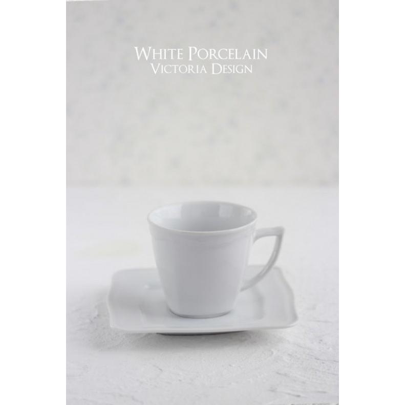 ポーセラーツ 白磁 食器 フリルスクエアカップ&ソーサー 北欧風