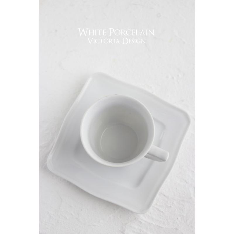 ポーセラーツ 白磁 食器 フリルスクエアカップ&ソーサー 北欧風