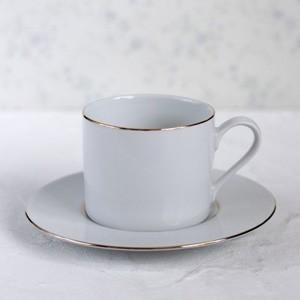 ポーセラーツ 白磁 食器 ゴールドラインシンプルカップ&ソーサー 北欧
