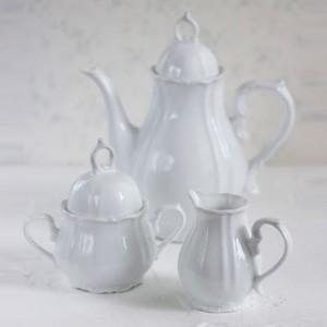 ポーセラーツ 白磁 ティーセット トレス (ポット、クリーマー