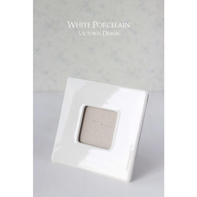 ポーセラーツ 白磁 フォトスタンド シンプルスクエアフォトフレームII