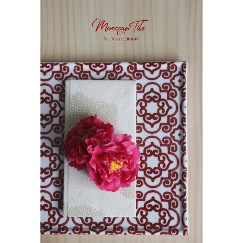 ポーセラーツ 転写紙 模様 MOROCCO TILE (モロッカンタイル・レッド