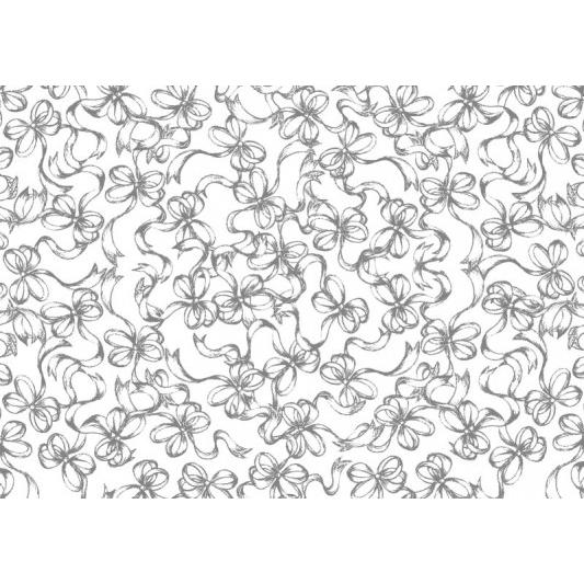 ポーセラーツ 転写紙 模様 RIBBONS (リボン・シルバー&ホワイト