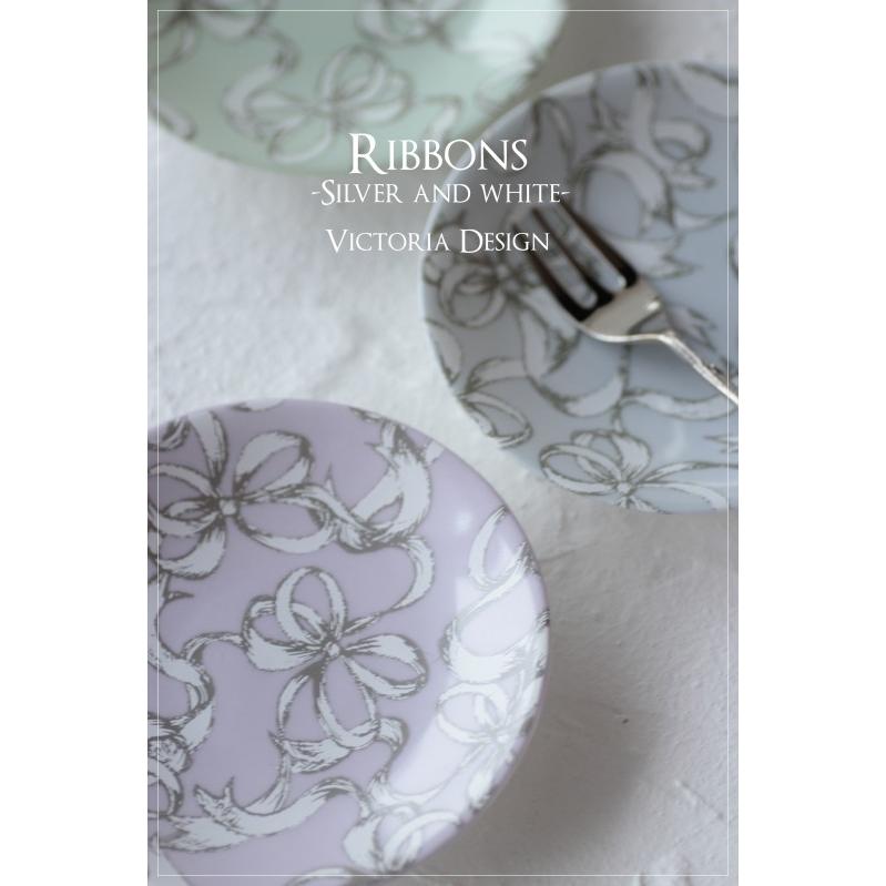 ポーセラーツ 転写紙 模様 RIBBONS (リボン・シルバー&ホワイト