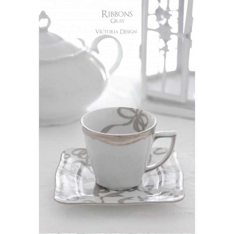 ポーセラーツ 転写紙 模様 RIBBONS (リボン・グレー) : VICTORIA