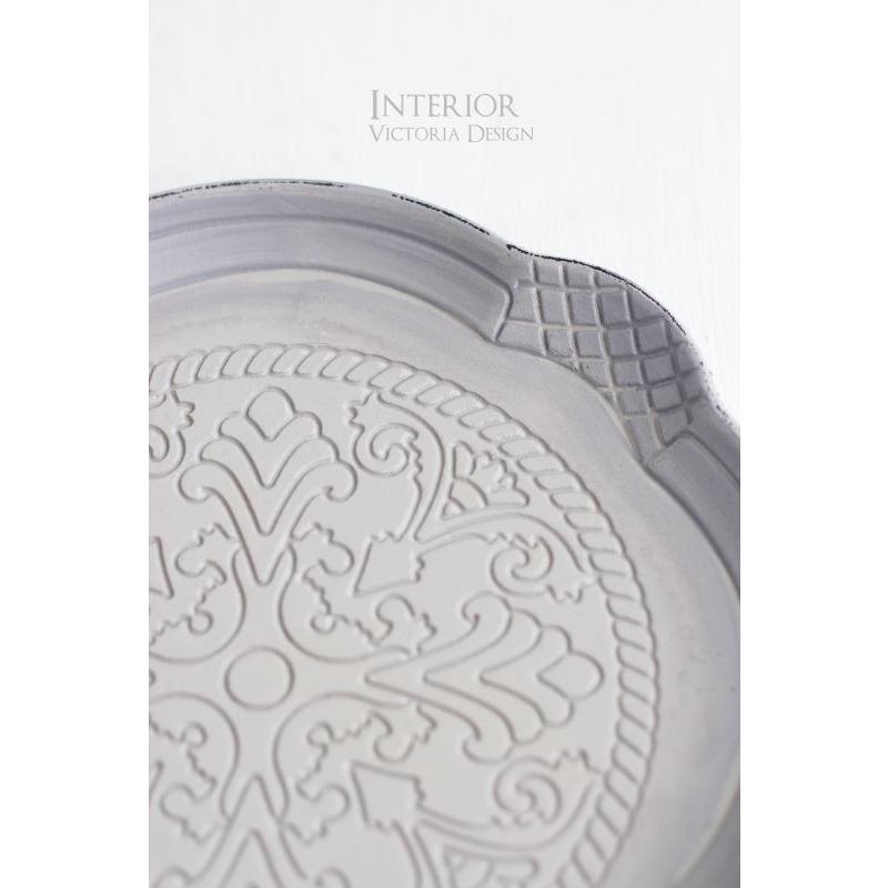 トレー お盆 アンティークレリーフトレイ グレー(無くなり次第終了