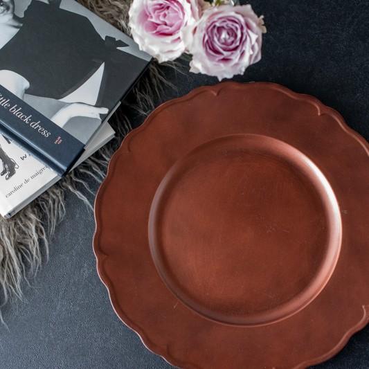 アンダープレート チャージャープレート 皿 フリル ブロンズ カフェ おしゃれ 洋食器 アンティーク調 22超人気