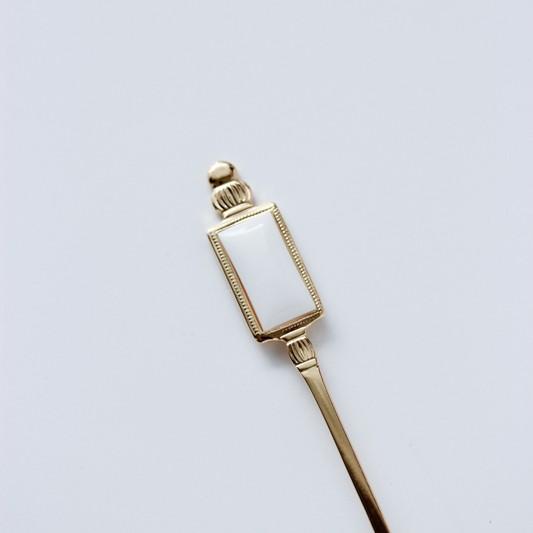 ポーセラーツ 白磁 カトラリー スクエアメタルスプーン (ゴールド