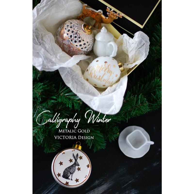 ポーセラーツ 白磁 ワンポイント オーナメント (ゴールドバブル) 北欧