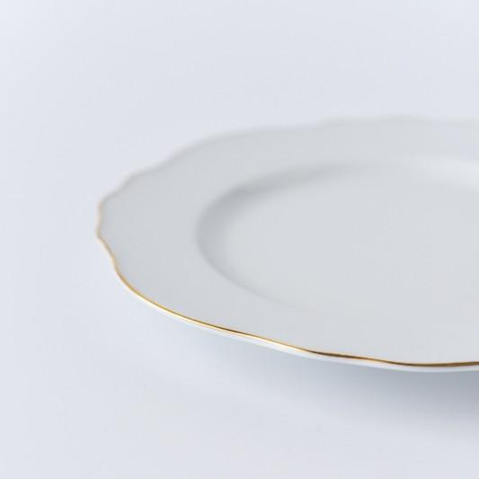 ポーセラーツ 白磁 食器 ゴールドラインフリルプレート (L) 北欧風
