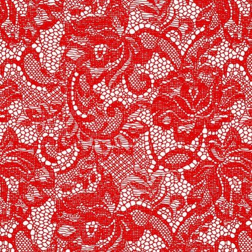 ポーセラーツ 転写紙 模様 LACE (レース) レッド 赤 ビビットカラー
