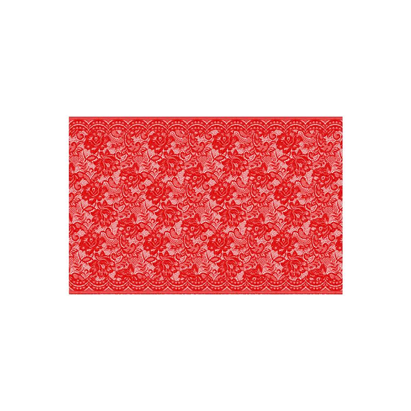 ポーセラーツ 転写紙 模様 LACE (レース) レッド 赤 ビビットカラー