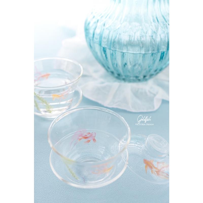 ポーセラーツ 白磁 ガラス チャイニーズグラス&ソーサー 北欧風